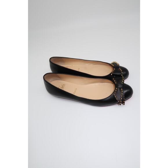 Christian Louboutin Leather Spike Studded Bow Ballet Flats Black Women's Size 40 - Picture 3 of 10